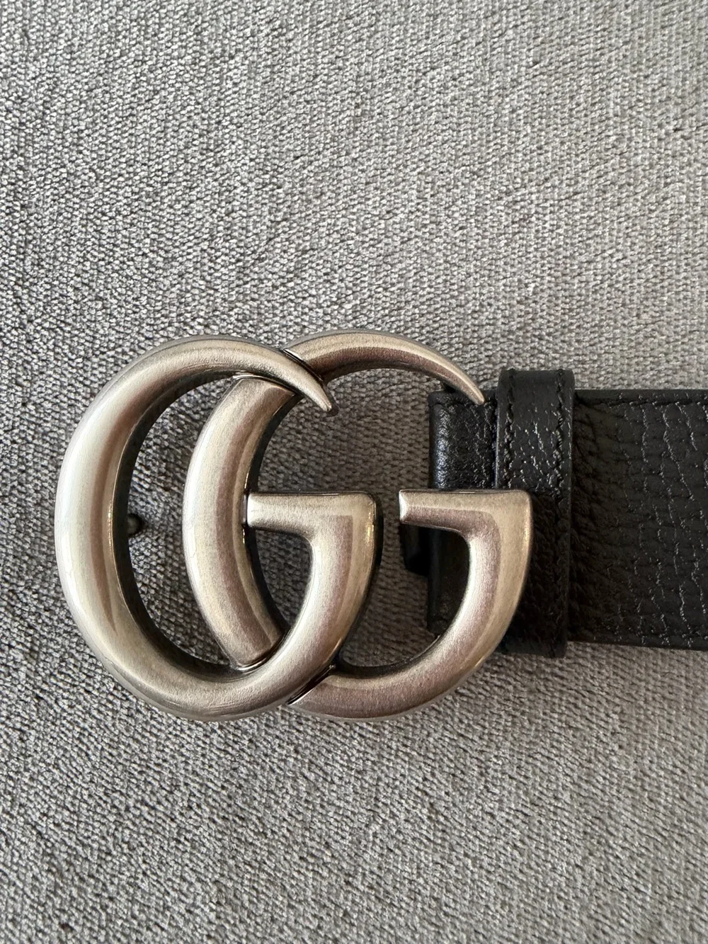 Gucci Double G Buckle Black Leather Men's Belt Size 85/34